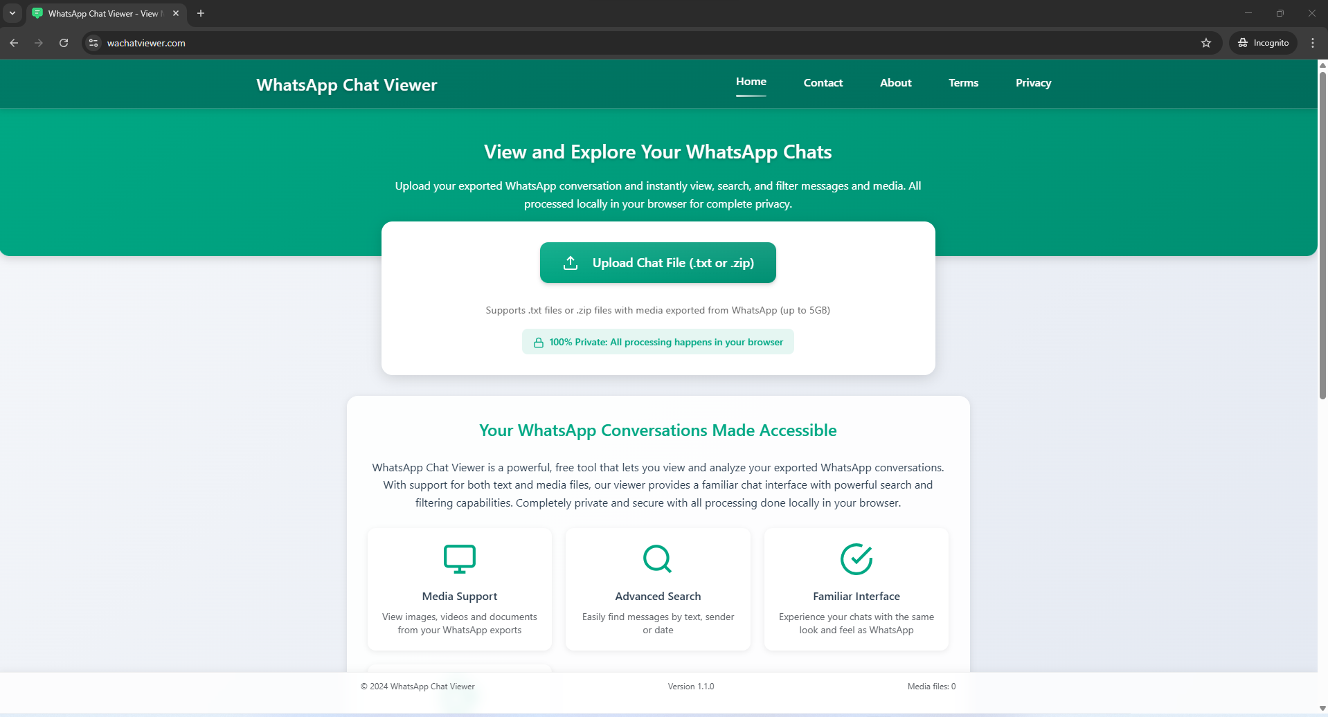 WhatsApp Chat Viewer Homepage